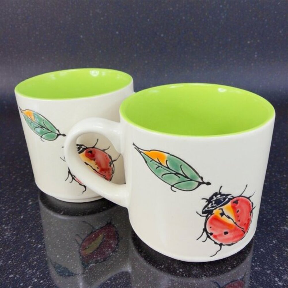 Spectrum Designz Ceramic Stoneware Ladybug Coffee Mug Cup Set Mugs Cups‎ Green